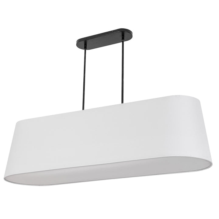 4 Light Horizontal Pendant In Matte Black W/ White Shade by Dainolite