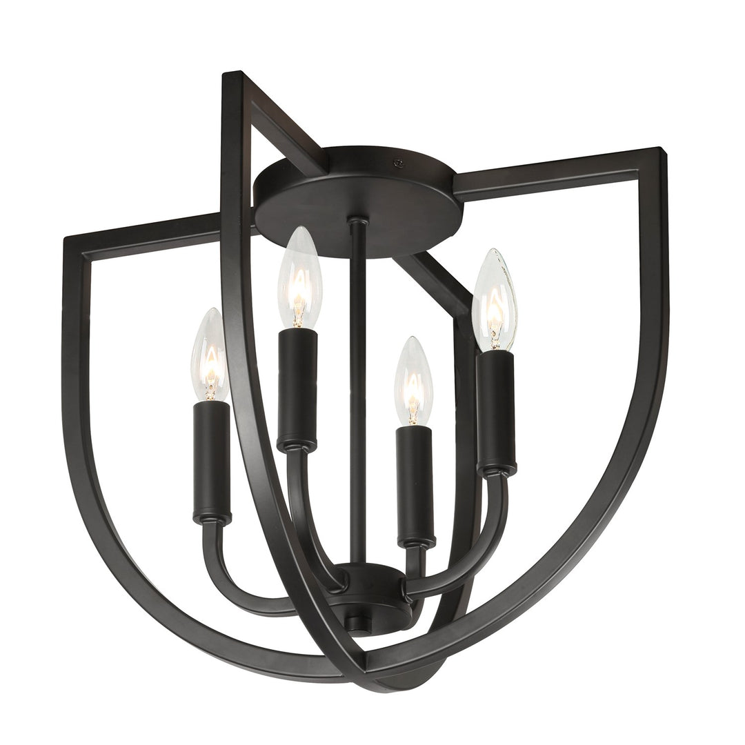 4 Light Flush Mount In Matte Black by Dainolite