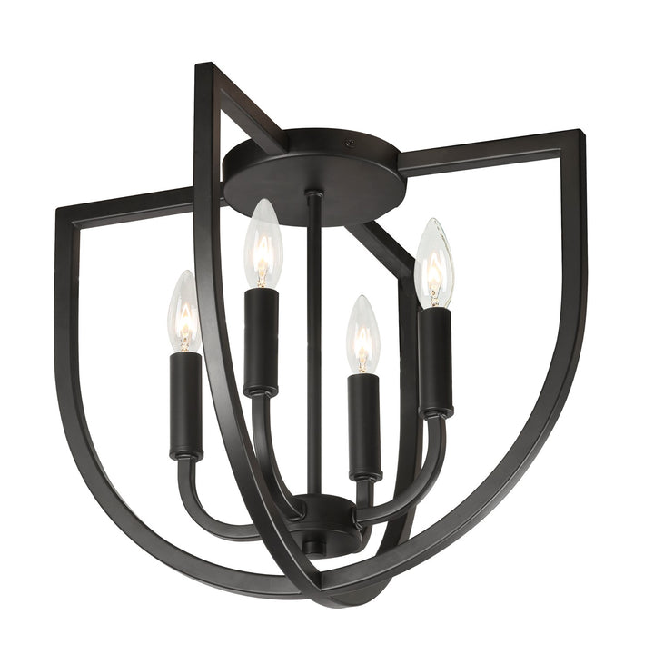 4 Light Flush Mount In Matte Black by Dainolite