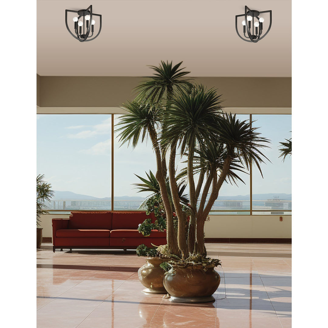 4 Light Flush Mount In Matte Black