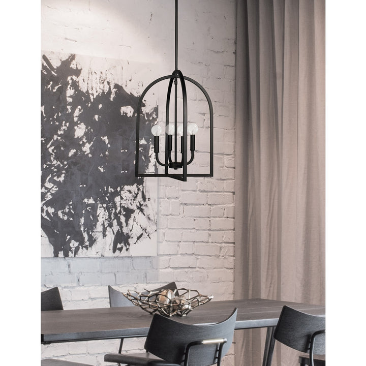 4 Light Incandescent Pendant Matte Black