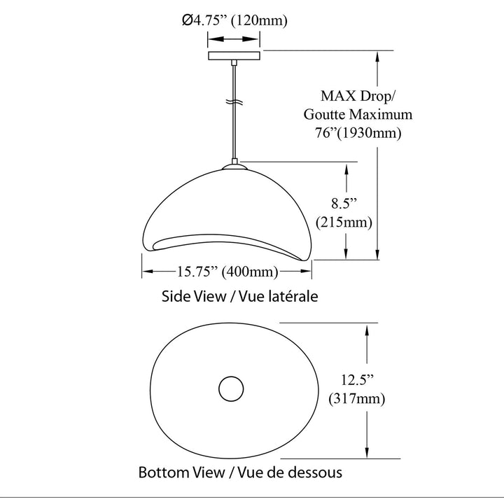 1 Light Halogen Pendant, Matte Black