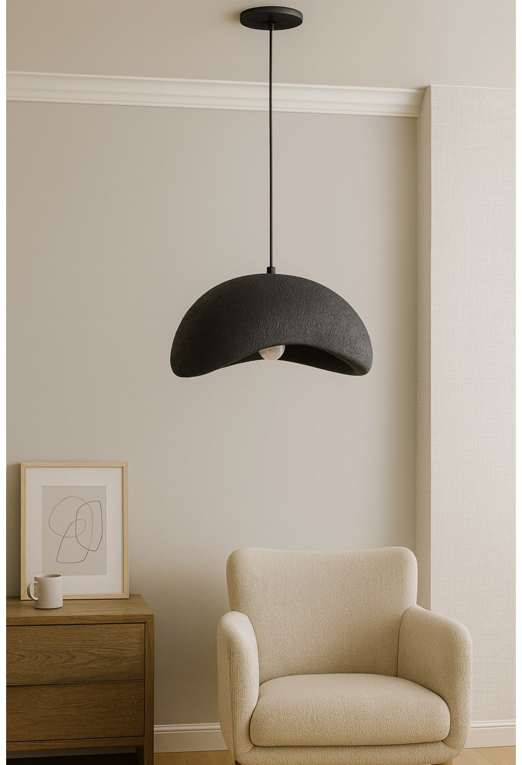 1 Light Pendant In Matte Black