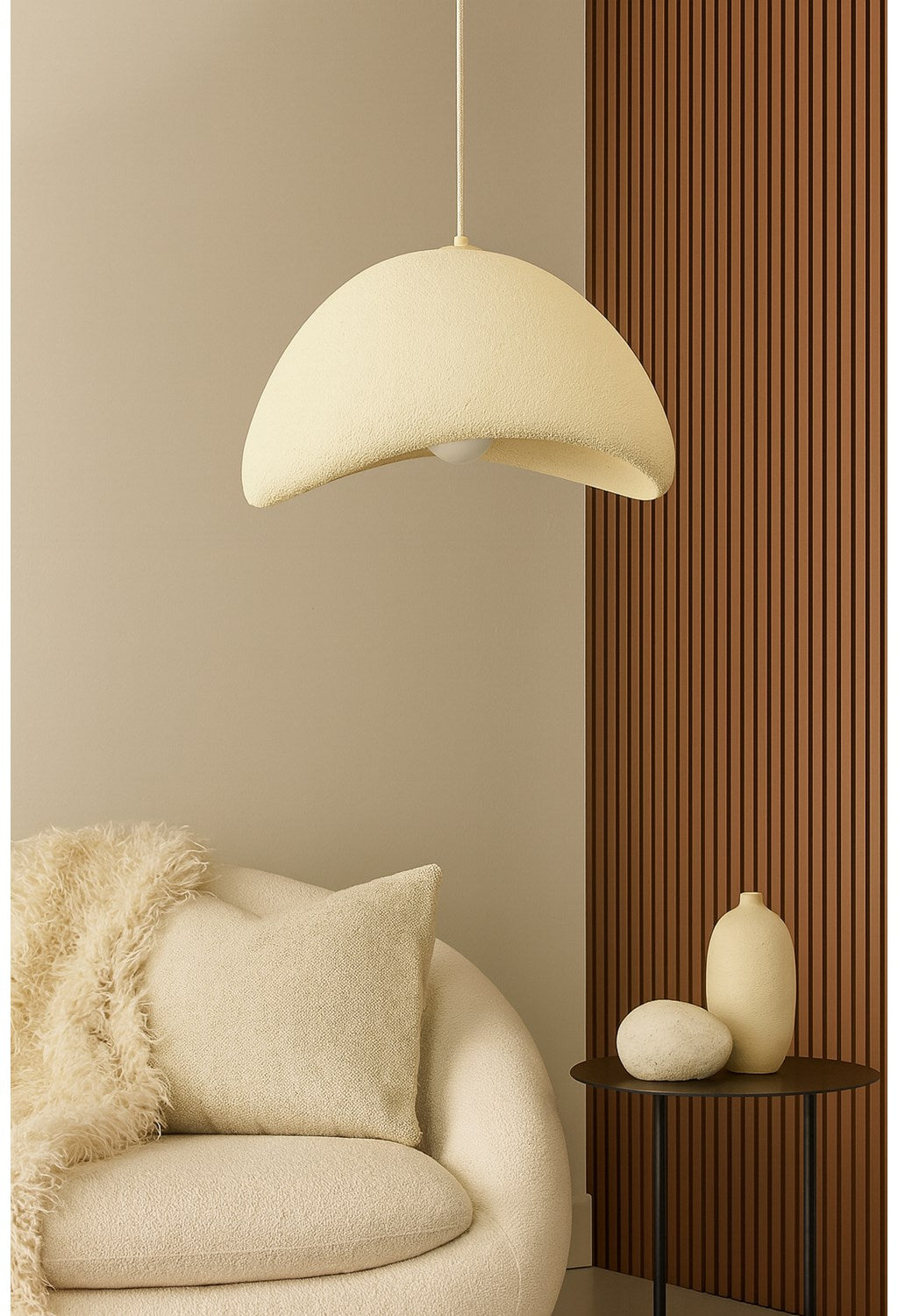 1 Light Pendant In Matte Beige