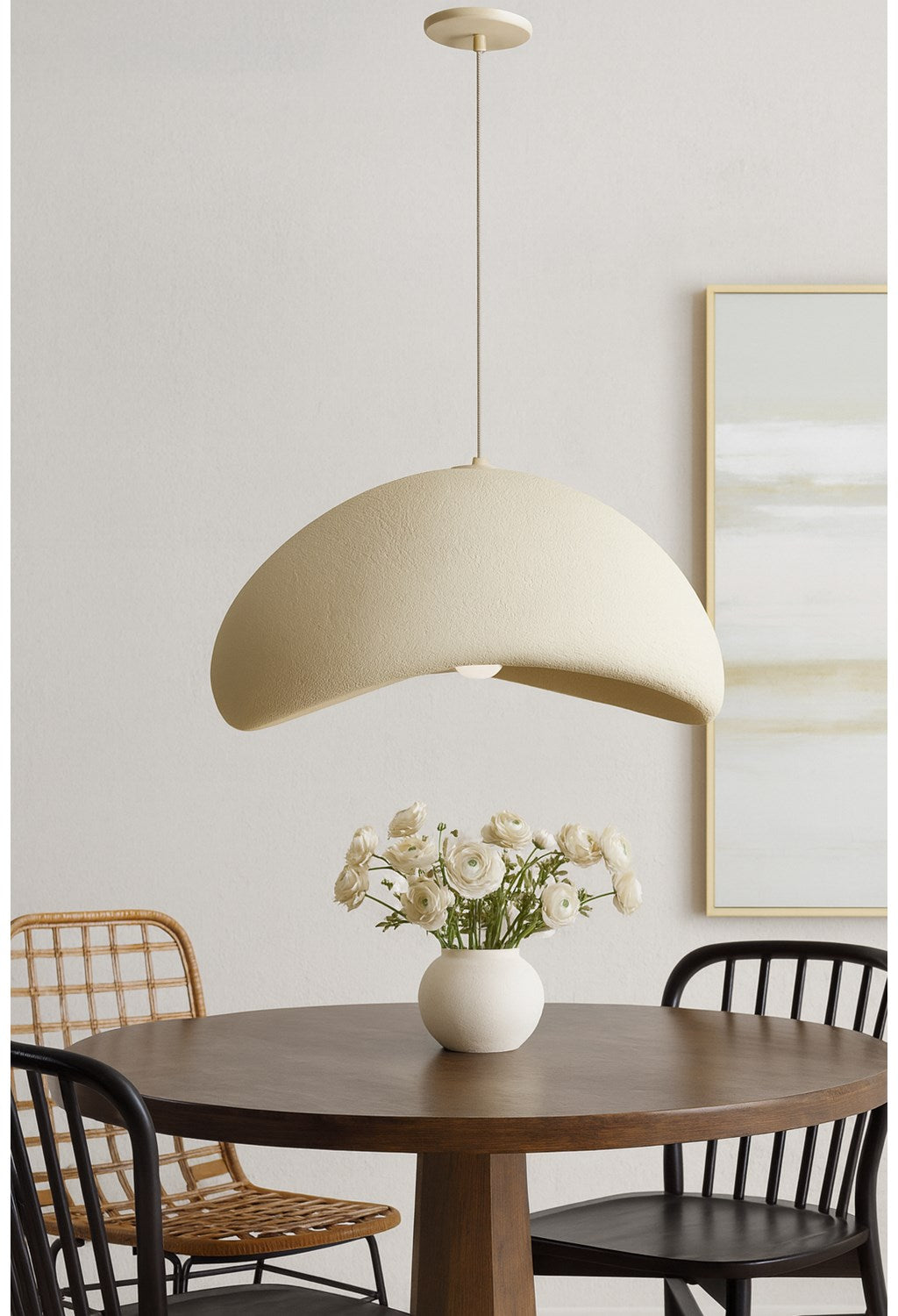 1 Light Pendant In Matte Beige