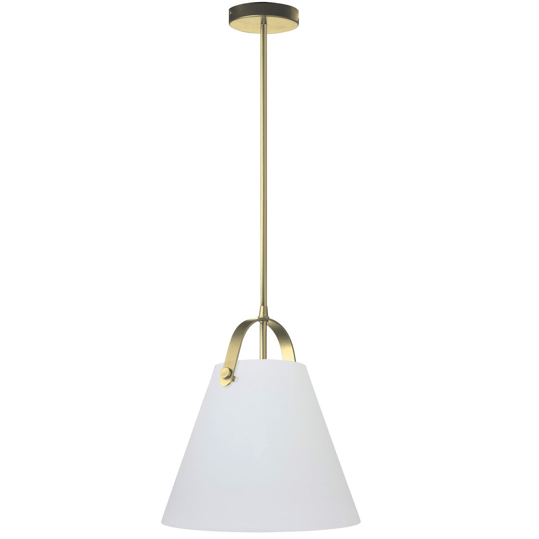 1 Light Pendant In Aged Brass W/ Opal Glass by Dainolite