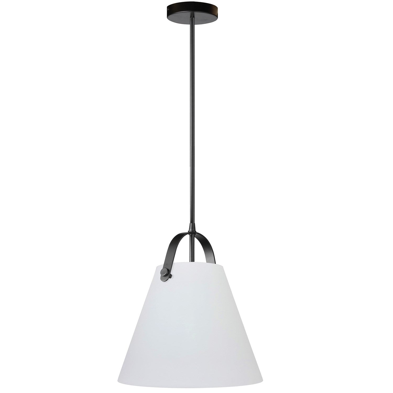 1 Light Pendant In Matte Black W/ Opal Glass by Dainolite