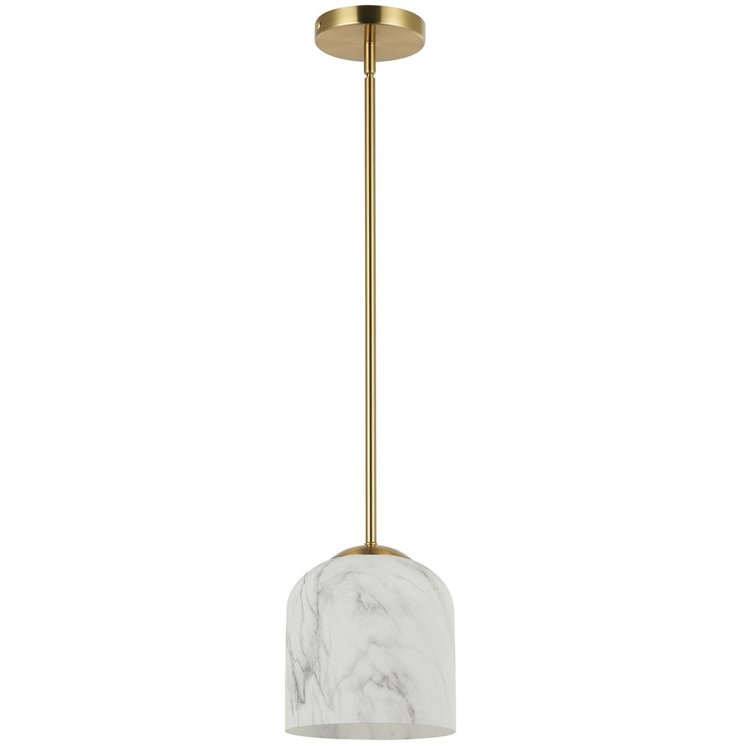 1 Light Pendant In Aged Brass W/ Alabaster Glass by Dainolite