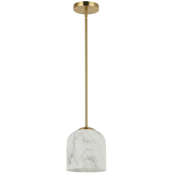 1 Light Pendant In Aged Brass W/ Alabaster Glass by Dainolite