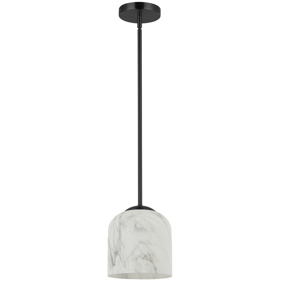 1 Light Pendant In Matte Black W/ Alabaster Glass by Dainolite
