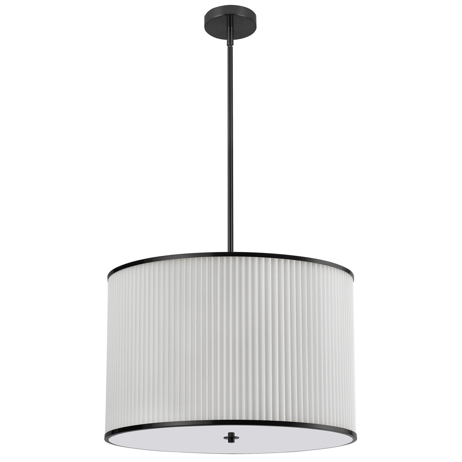4 Light Incandescent Pendant Matte Black With White Pleated Shade by Dainolite