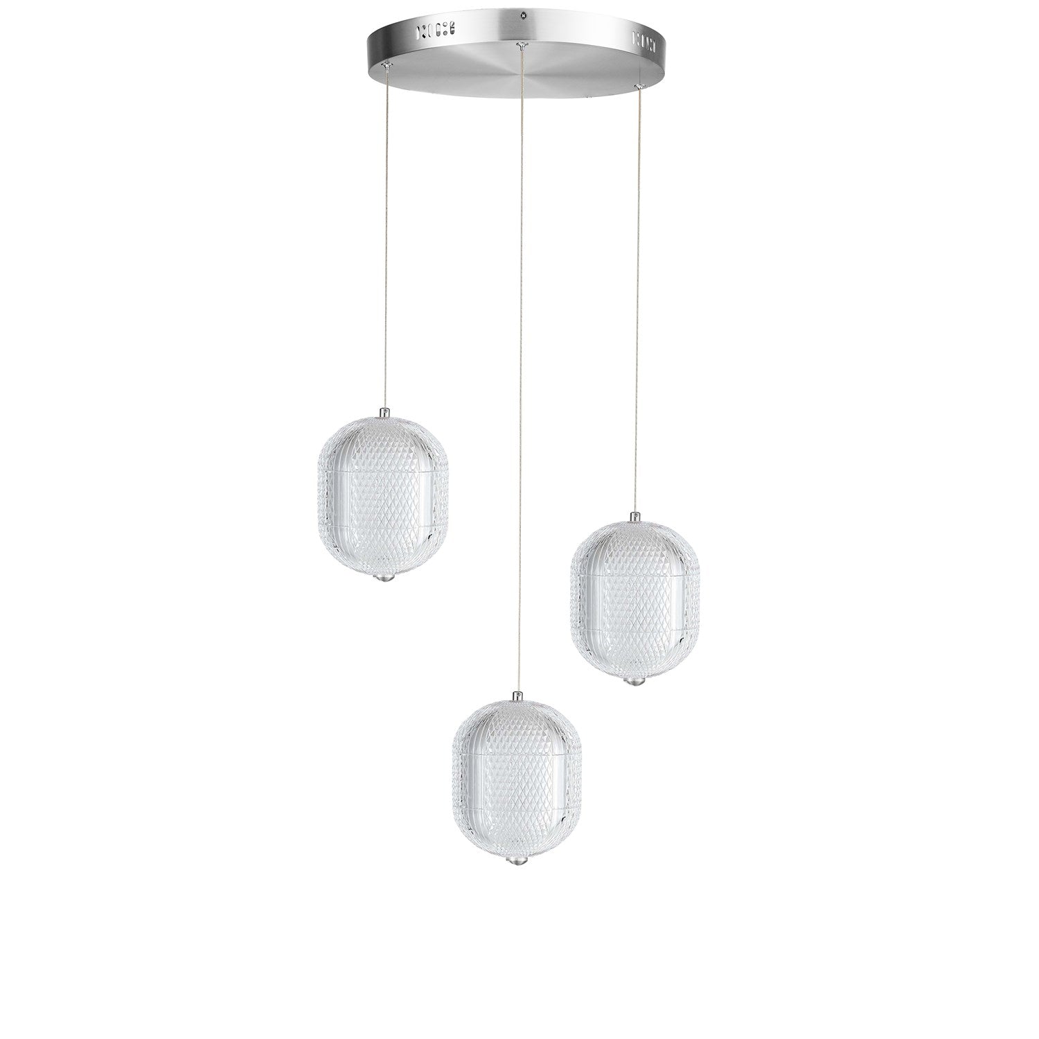 21W Multi Light Pendant In Polished Chrome W/ Clear Pattern Acrylic by Dainolite