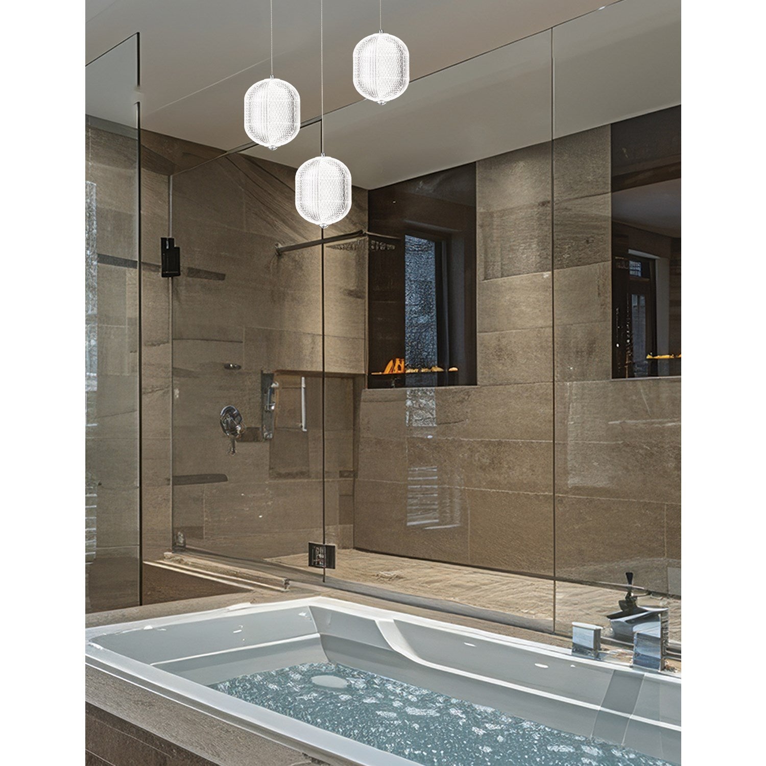 21W Multi Light Pendant In Polished Chrome W/ Clear Pattern Acrylic