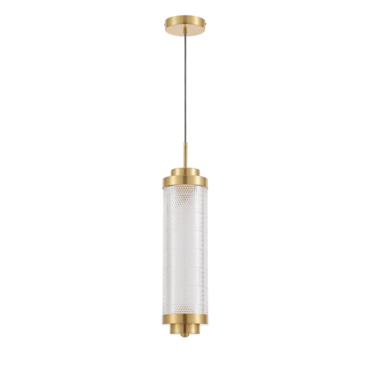 16W Pendant In Aged Brass W/ Clear Acrylic Diffuser by Dainolite
