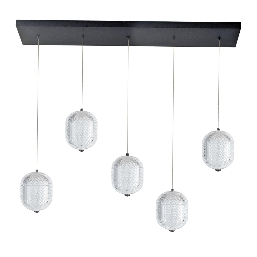 30W Horizontal Pendant In Matte Blak W/ lear Pattern Aryli by Dainolite