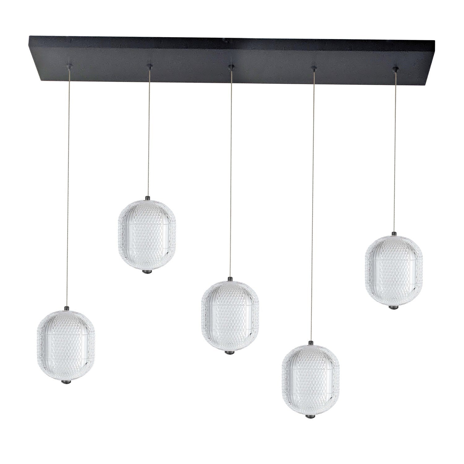 30W Horizontal Pendant In Matte Blak W/ lear Pattern Aryli by Dainolite