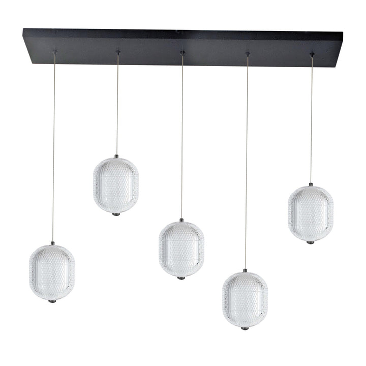 30W Horizontal Pendant In Matte Blak W/ lear Pattern Aryli by Dainolite