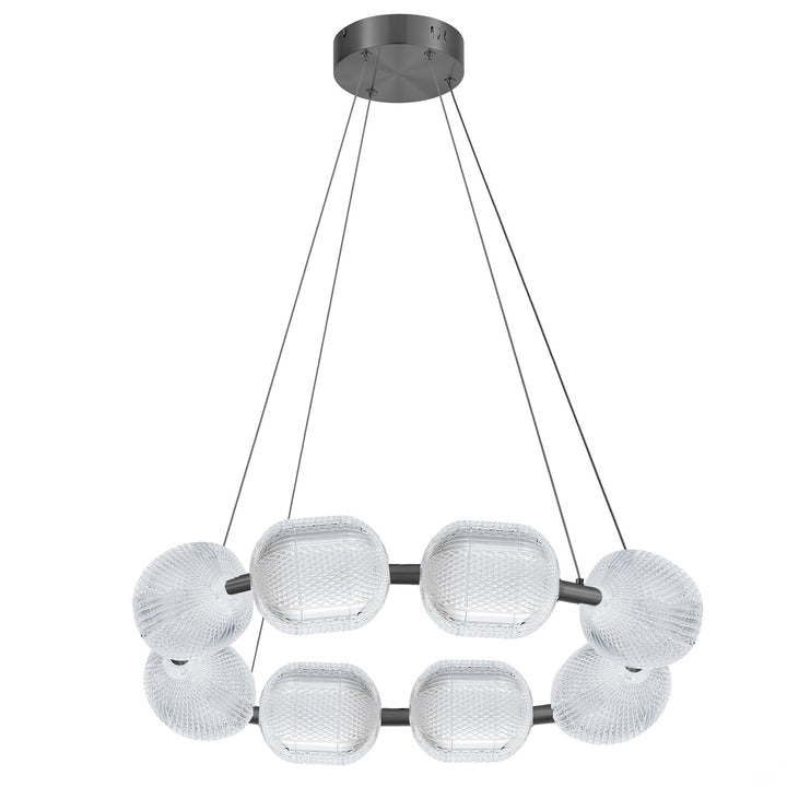 56W Chandelier In Matte Black W/ Clear Pattern Acrylic by Dainolite
