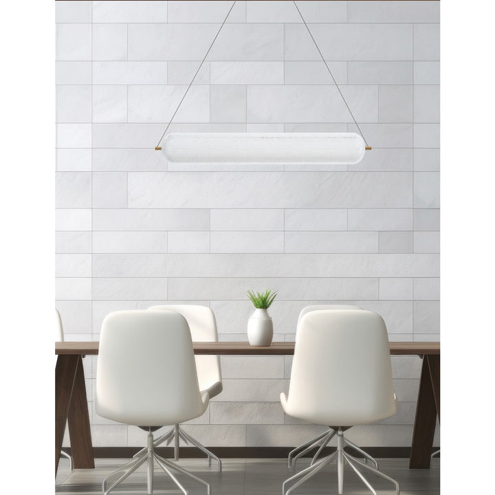 36W Horizontal Pendant Aged Brass With Clear Acrylic Diffuser