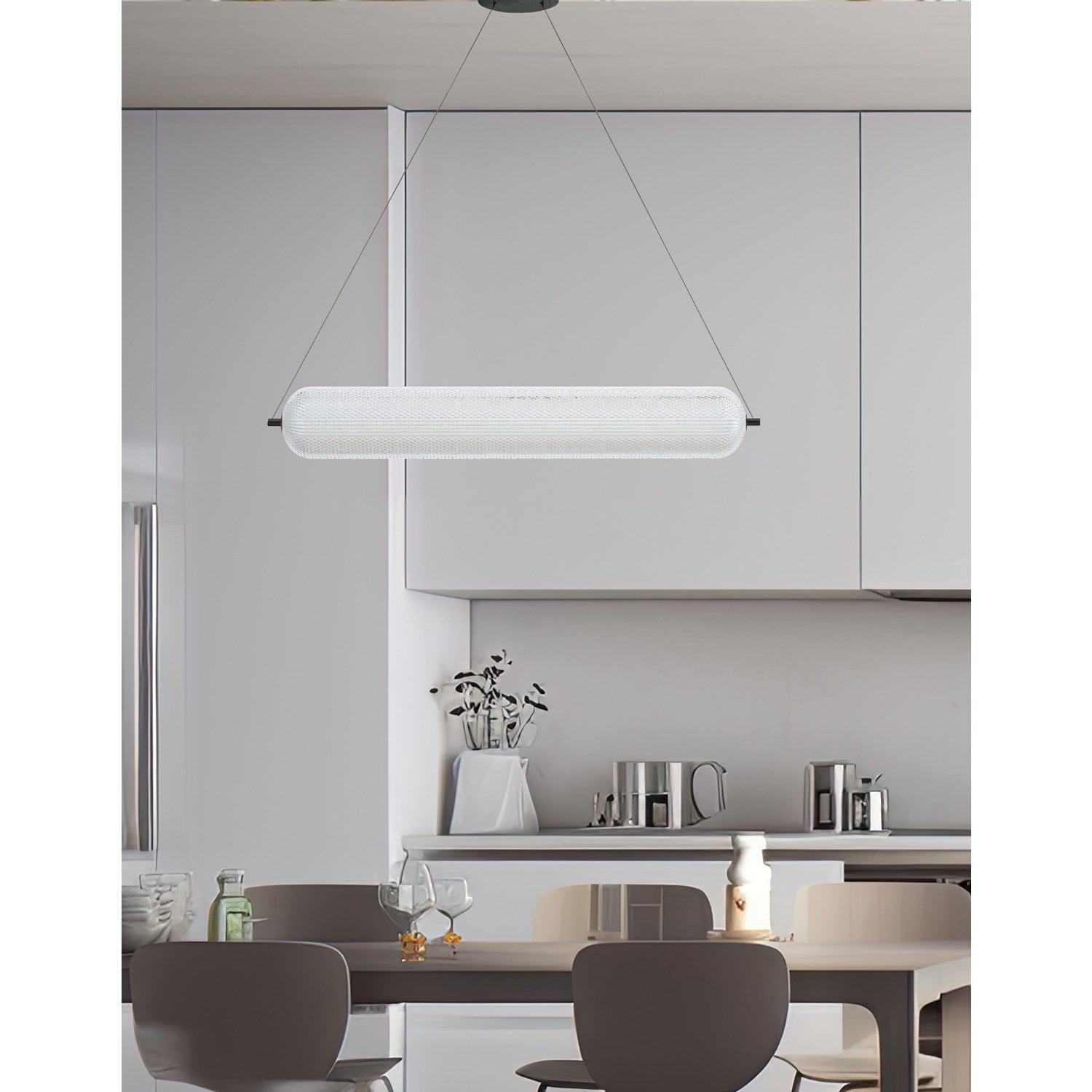 36W Horizontal Pendant Matte Black With Clear Acrylic Diffuser