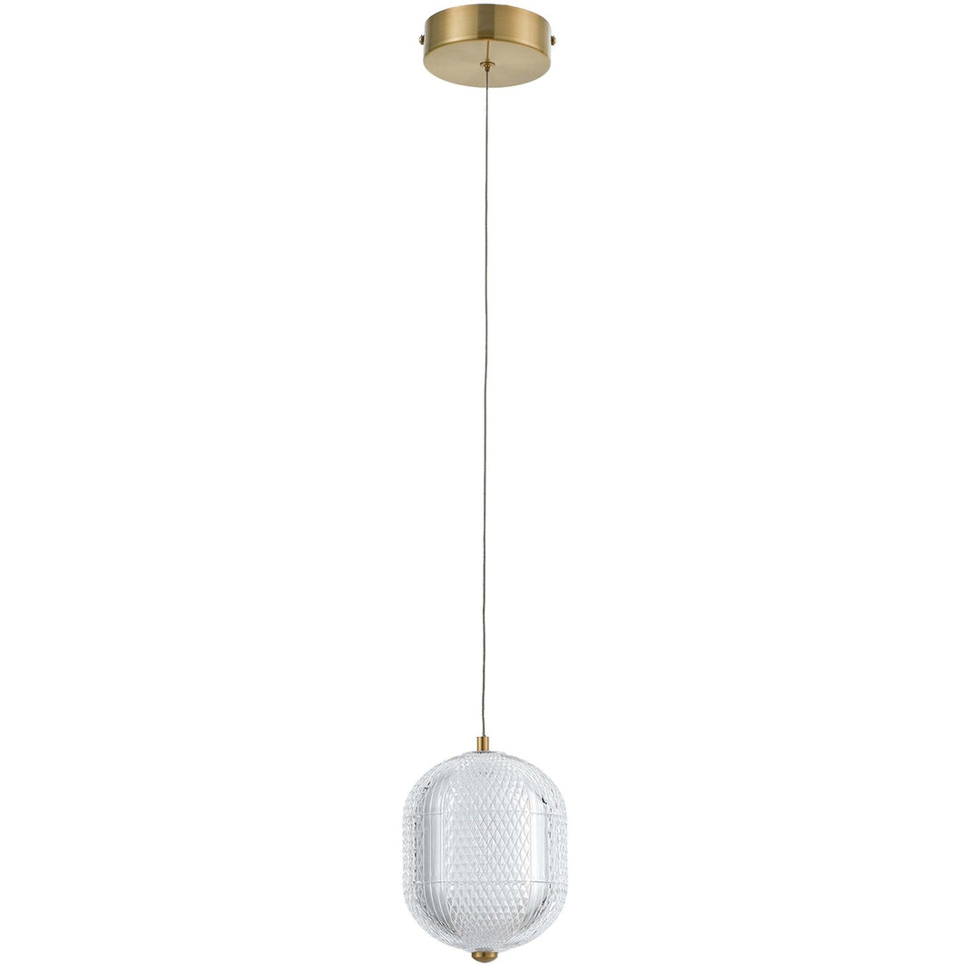 8.5W Pendant Aged Brass With Clear Acrylic Diffuser by Dainolite