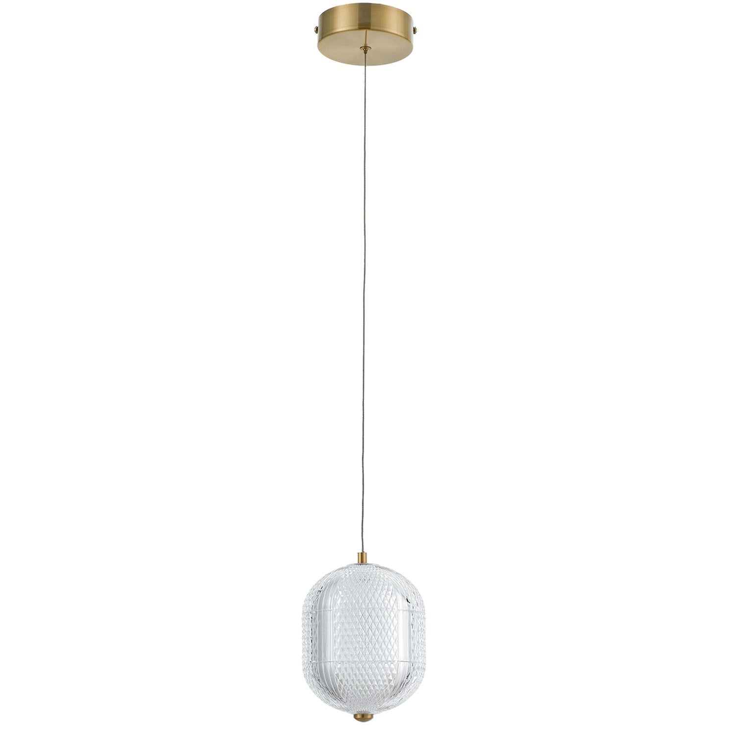 8.5W Pendant Aged Brass With Clear Acrylic Diffuser by Dainolite
