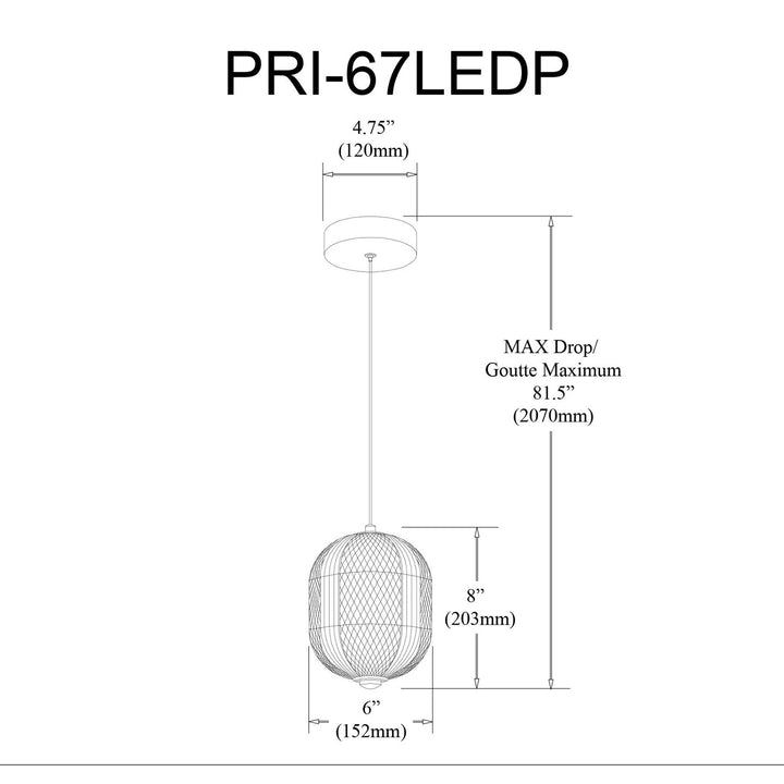 8.5W Pendant Aged Brass With Clear Acrylic Diffuser