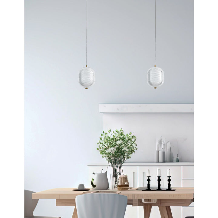 8.5W Pendant Aged Brass With Clear Acrylic Diffuser