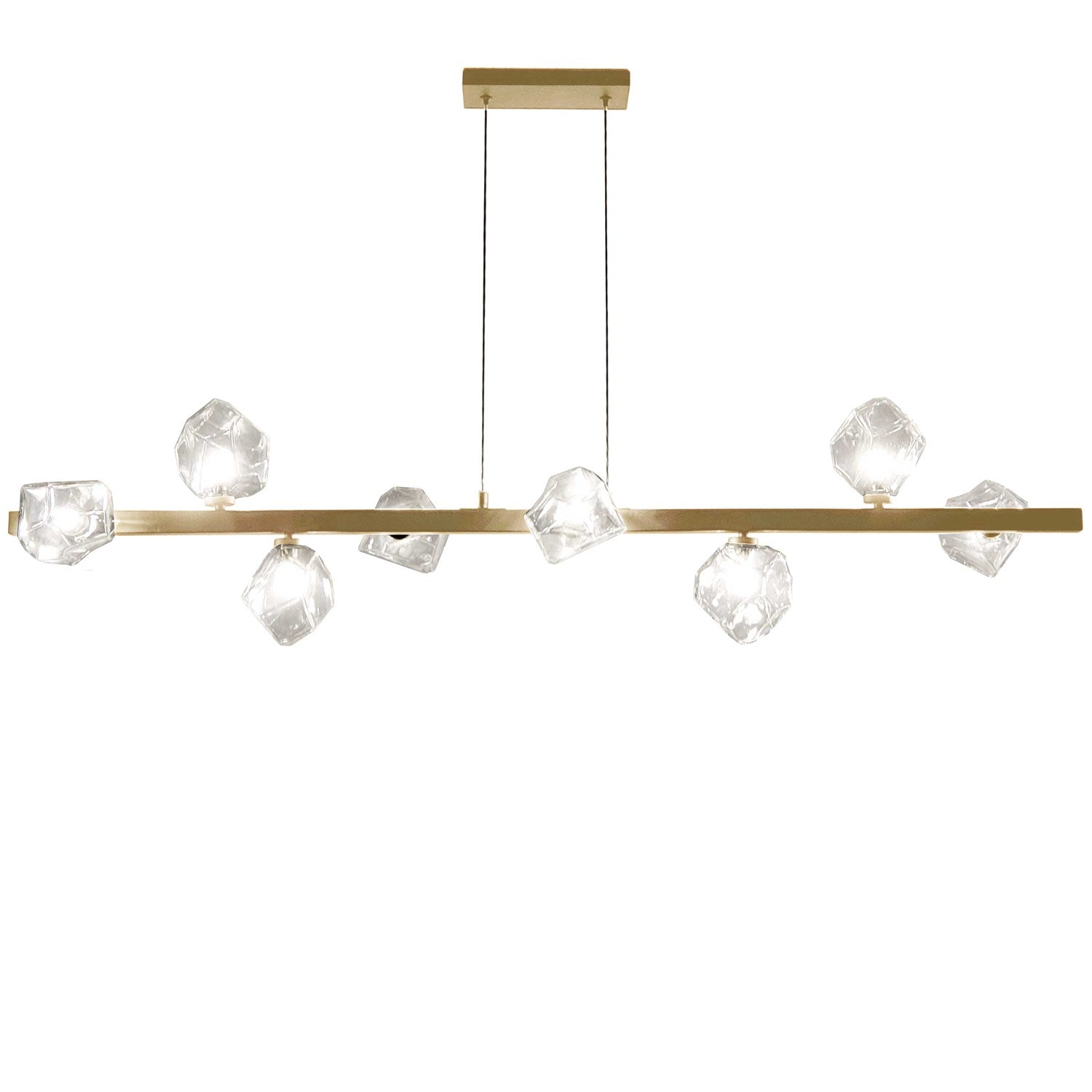 8 Light Halogen Horizontal Pendant, Aged Brass W/ Clear Glass by Dainolite