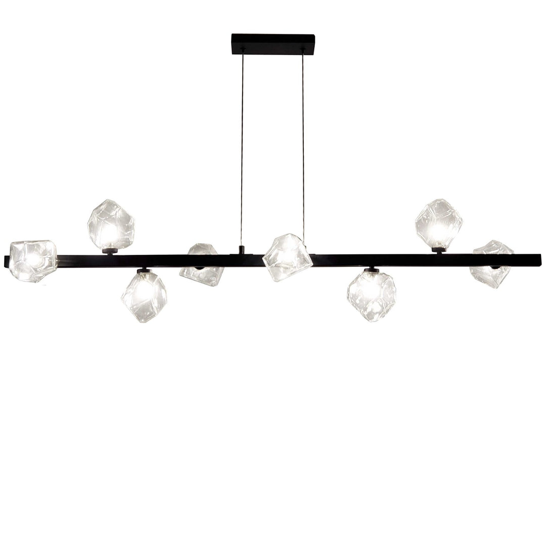 8 Light Halogen Horizontal Pendant, Matte Black W/ Clear Glass by Dainolite
