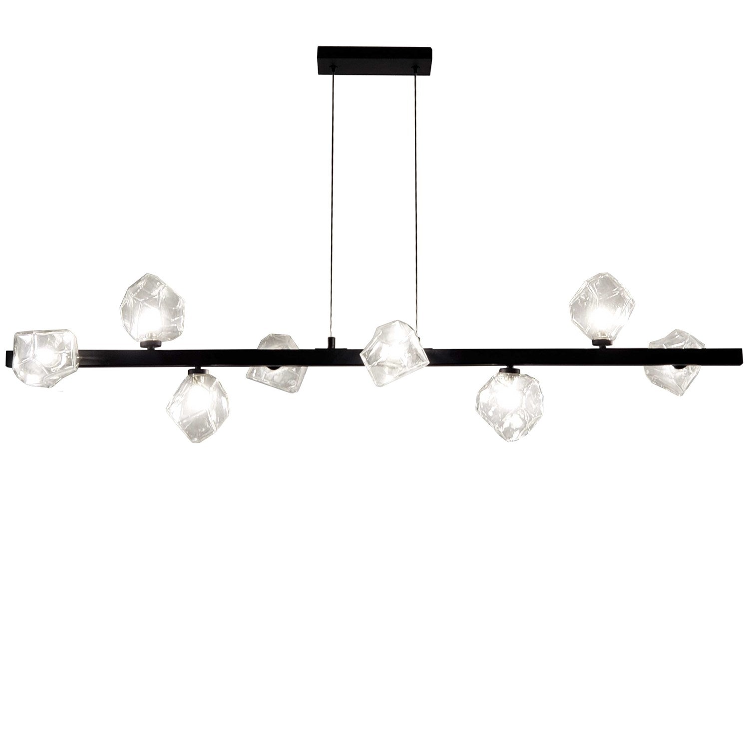8 Light Halogen Horizontal Pendant, Matte Black W/ Clear Glass by Dainolite