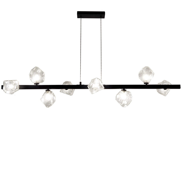 8 Light Halogen Horizontal Pendant, Matte Black W/ Clear Glass by Dainolite