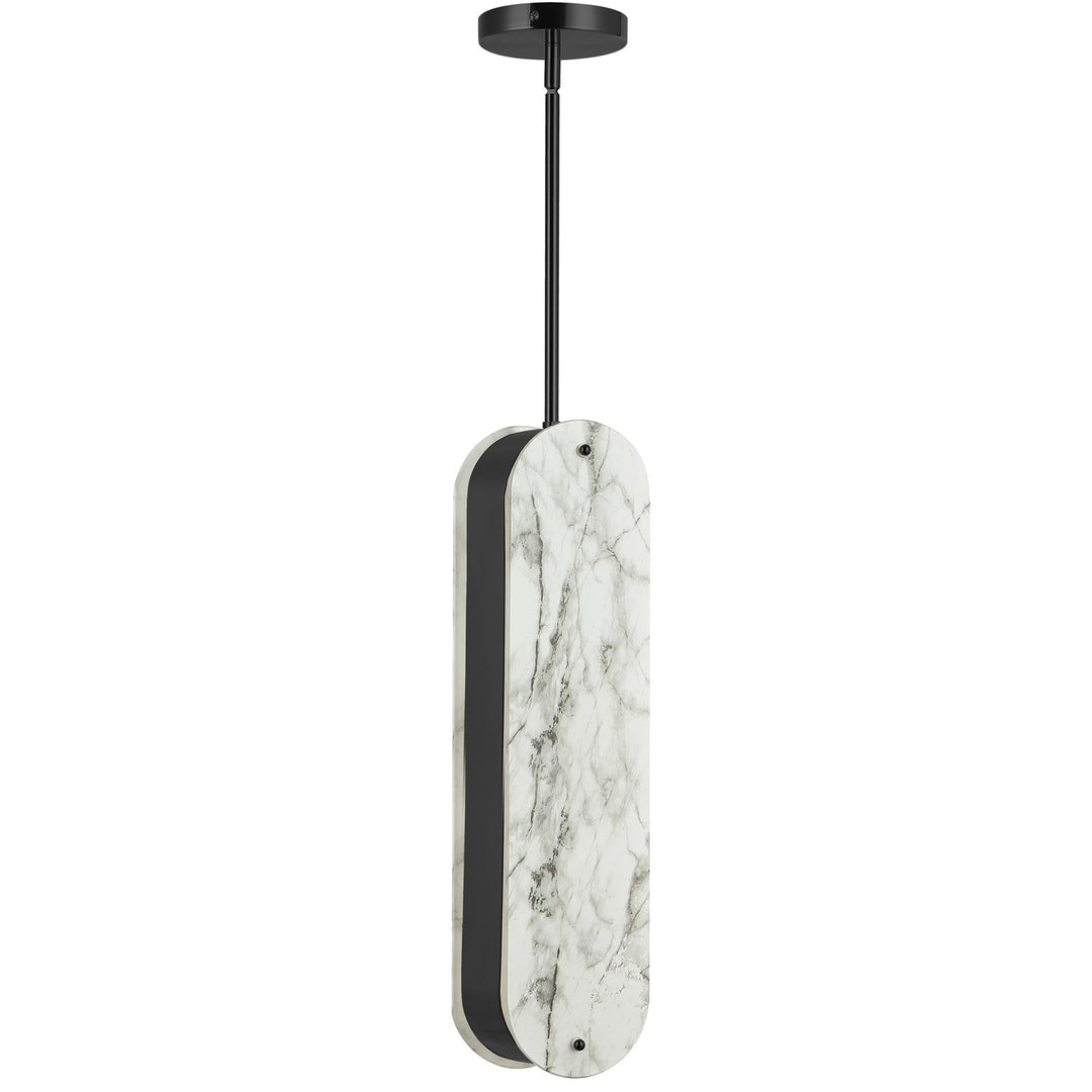 1 Light Pendant In Matte Black W/ Faux Alabaster Acrylic by Dainolite
