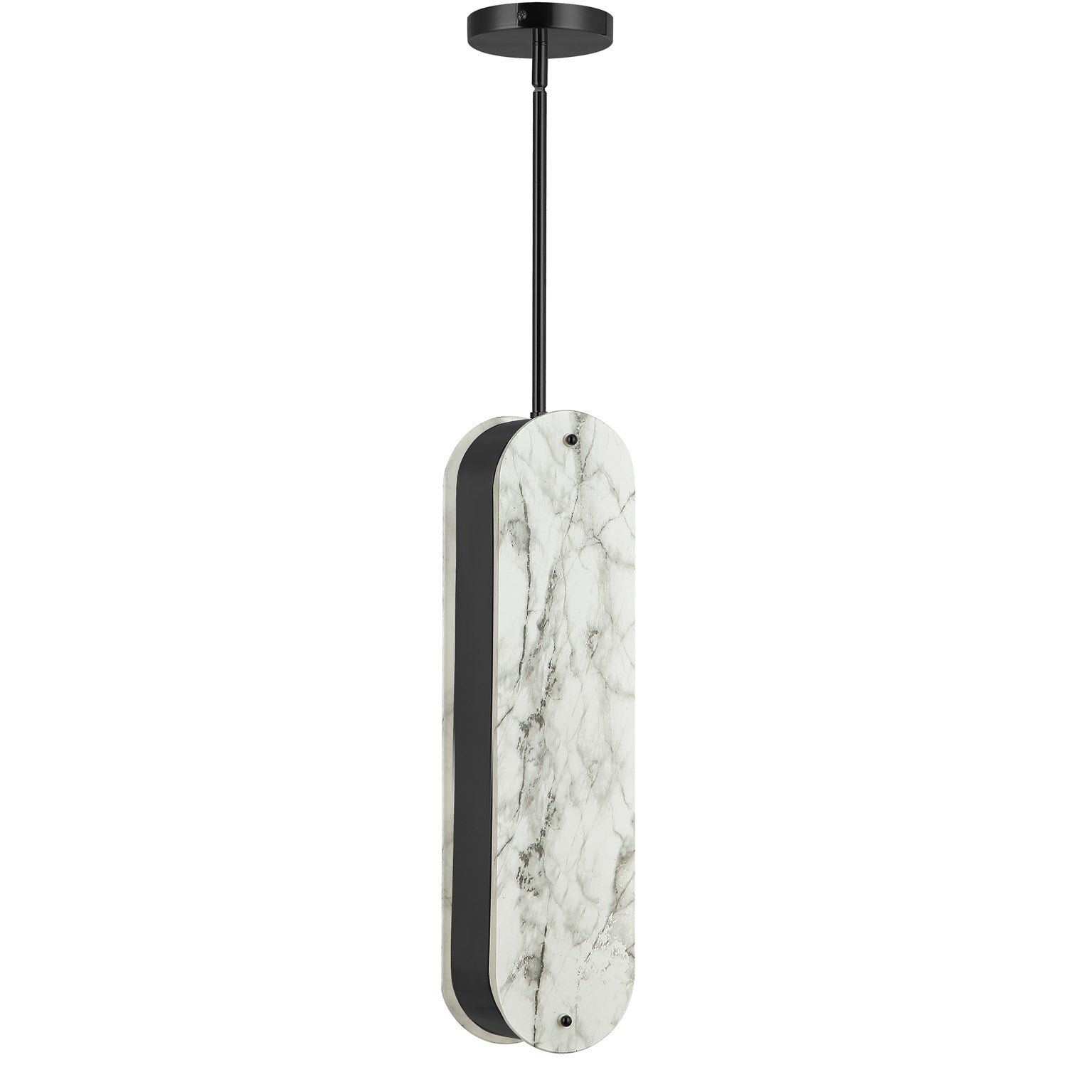 1 Light Pendant In Matte Black W/ Faux Alabaster Acrylic by Dainolite
