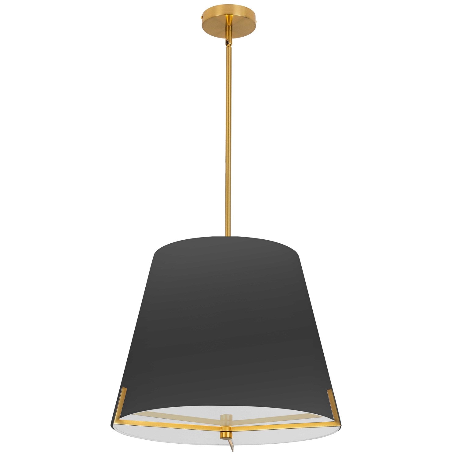 4 Light Incandescent Pendant Aged Brass With Black Fabric Shade by Dainolite