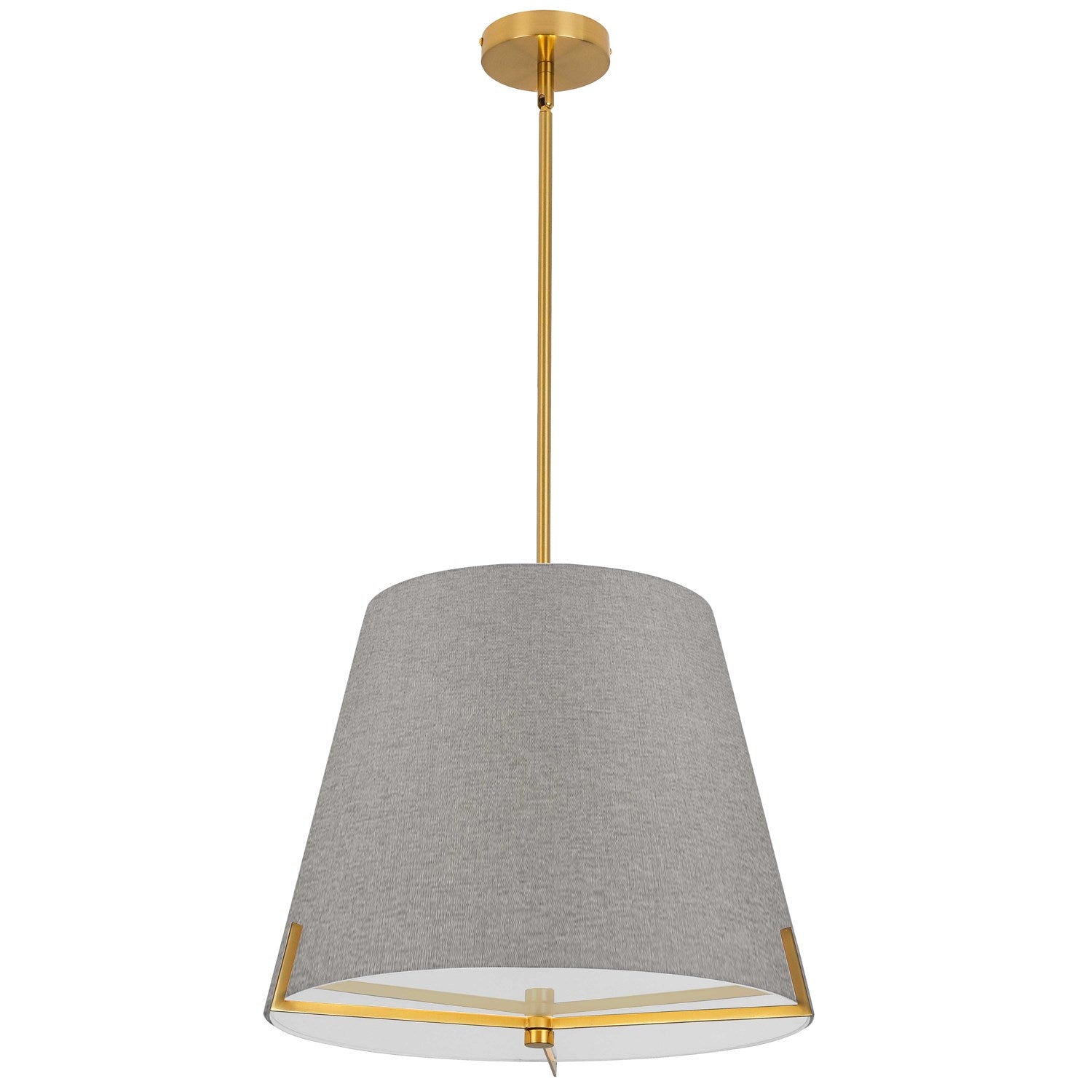 4 Light Incandescent Pendant Aged Brass With Grey Fabric Shade by Dainolite