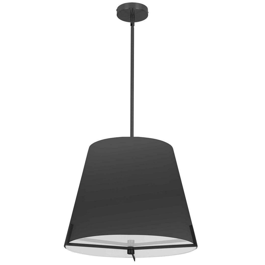 4 Light Incandescent Pendant Matte Black With Black Fabric Shade by Dainolite