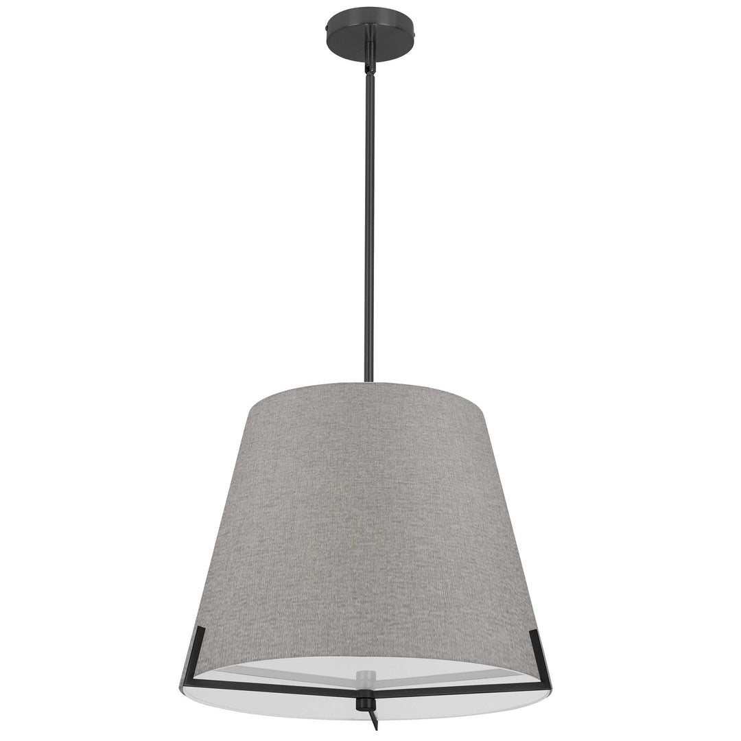 4 Light Incandescent Pendant Matte Black With Grey Fabric Shade by Dainolite