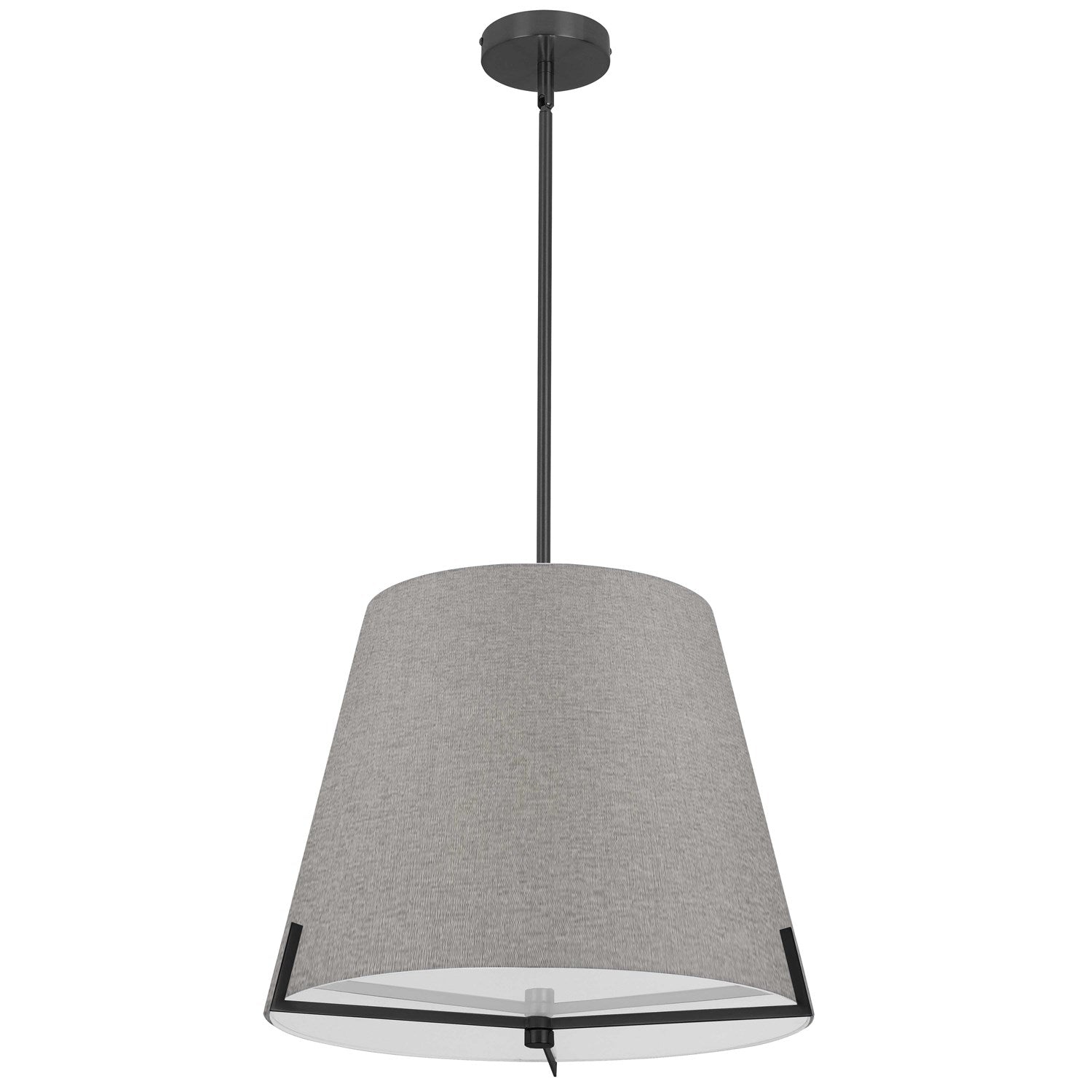 4 Light Incandescent Pendant Matte Black With Grey Fabric Shade by Dainolite