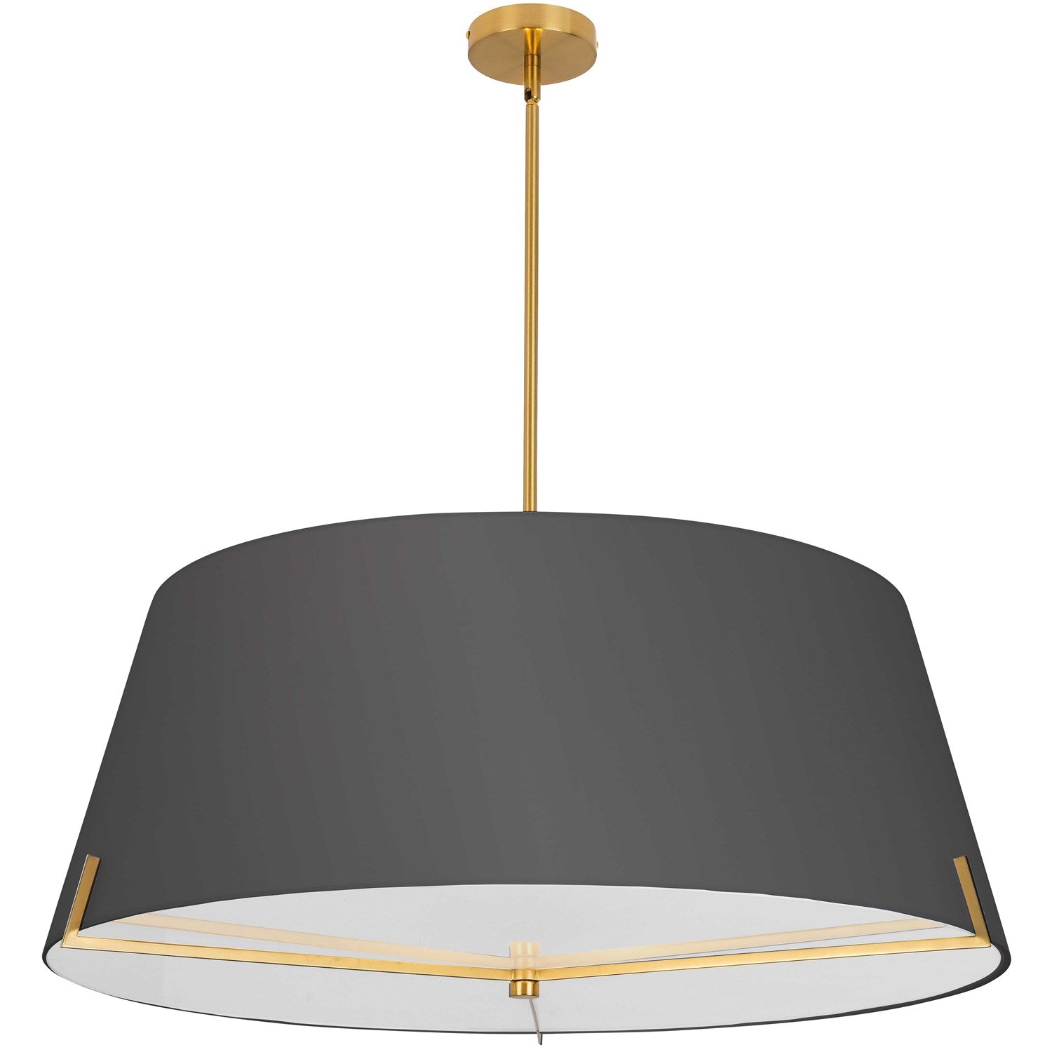 4 Light Incandescent Pendant Aged Brass With Black Fabric Shade by Dainolite
