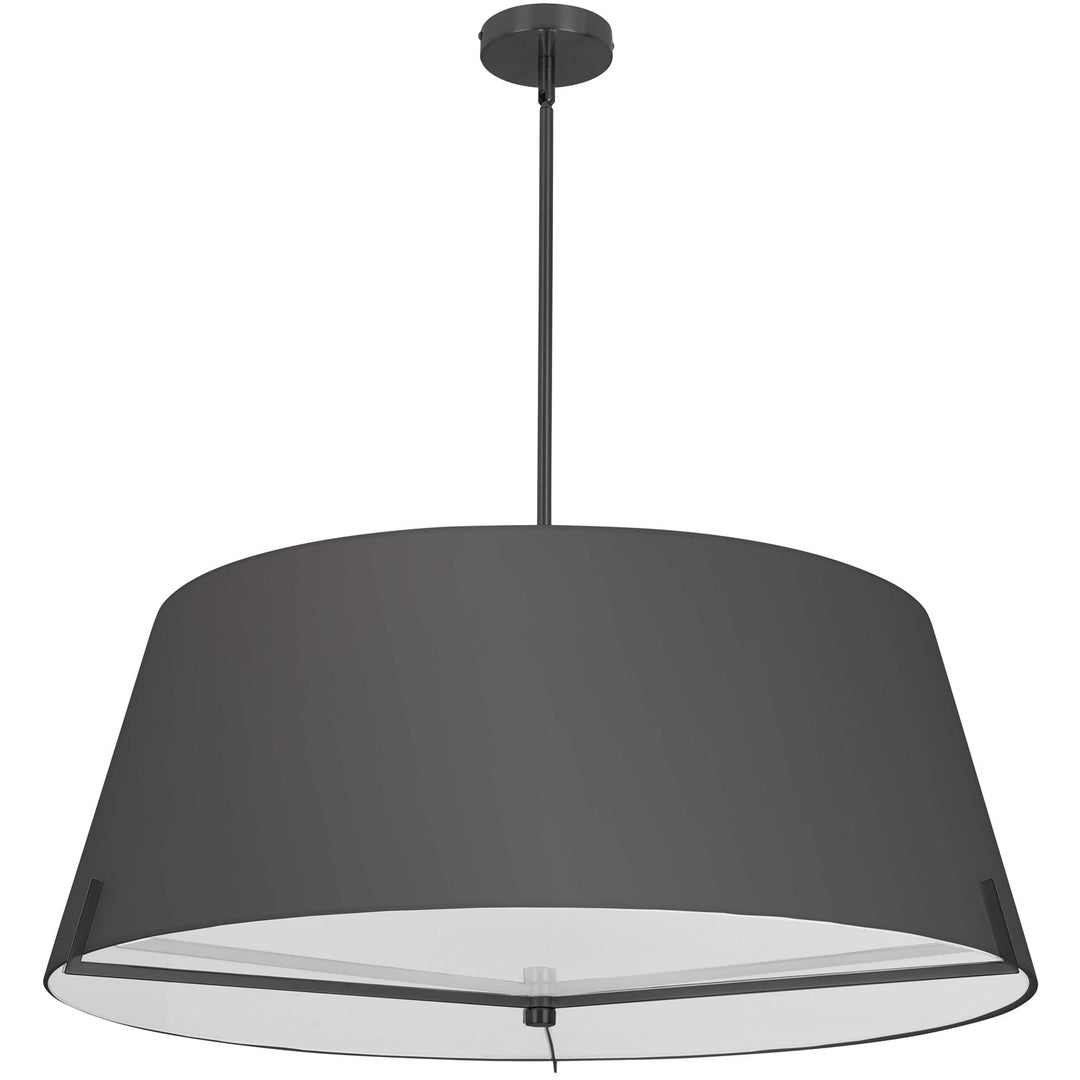 4 Light Incandescent Pendant Matte Black With Black Fabric Shade by Dainolite