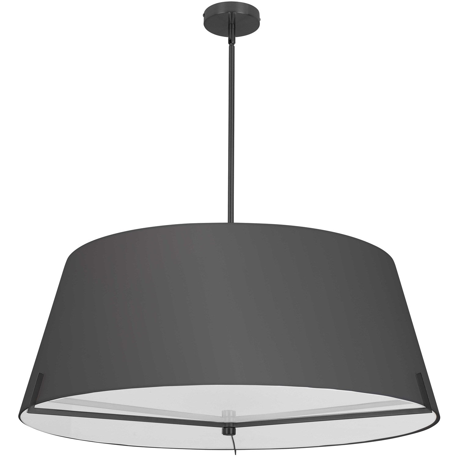 4 Light Incandescent Pendant Matte Black With Black Fabric Shade by Dainolite