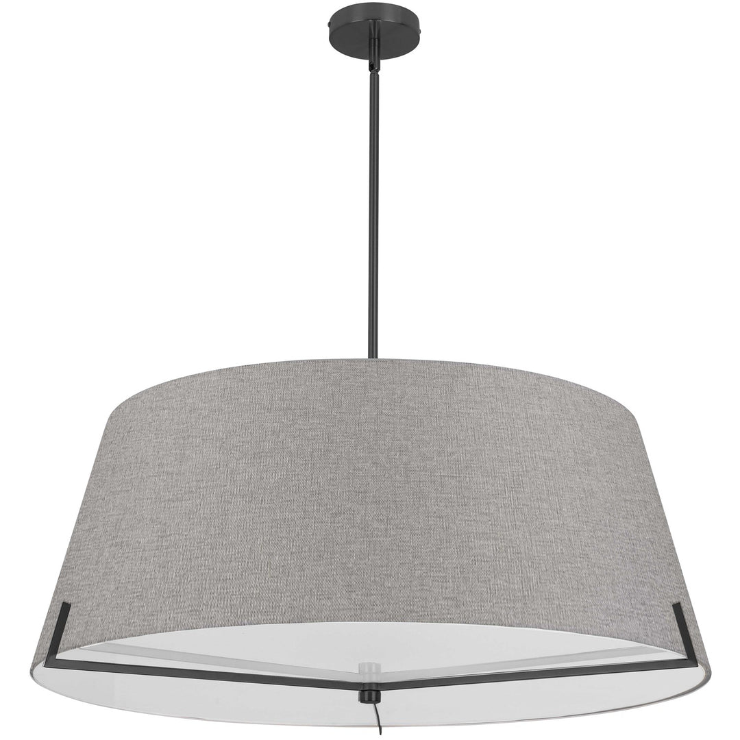 4 Light Incandescent Pendant Matte Black With Grey Fabric Shade by Dainolite