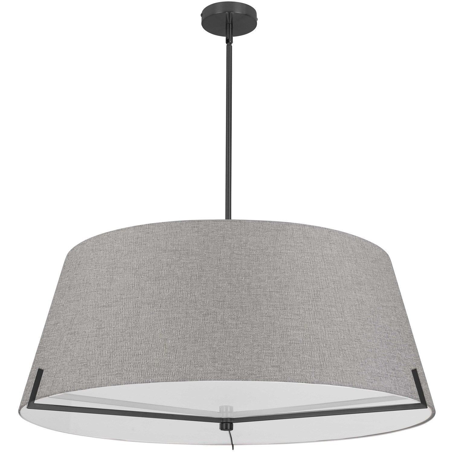 4 Light Incandescent Pendant Matte Black With Grey Fabric Shade by Dainolite