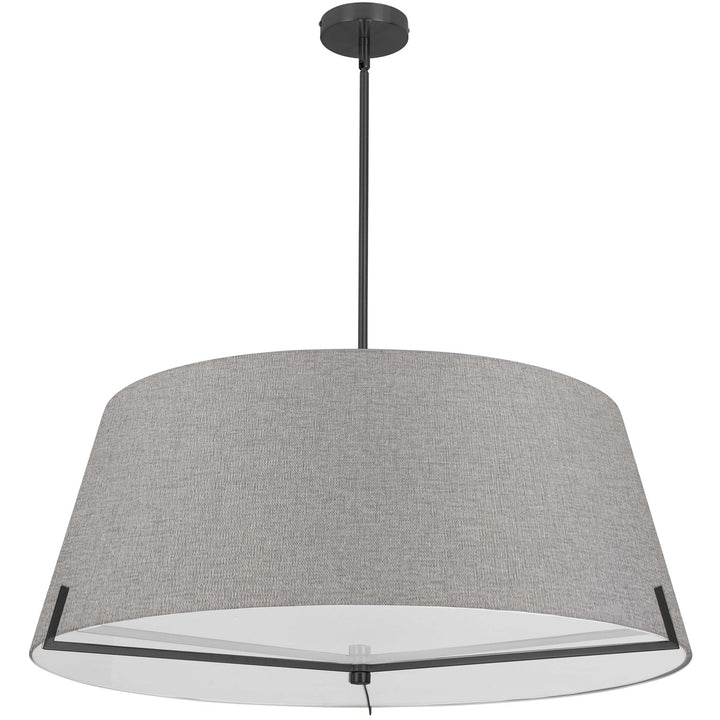 4 Light Incandescent Pendant Matte Black With Grey Fabric Shade by Dainolite