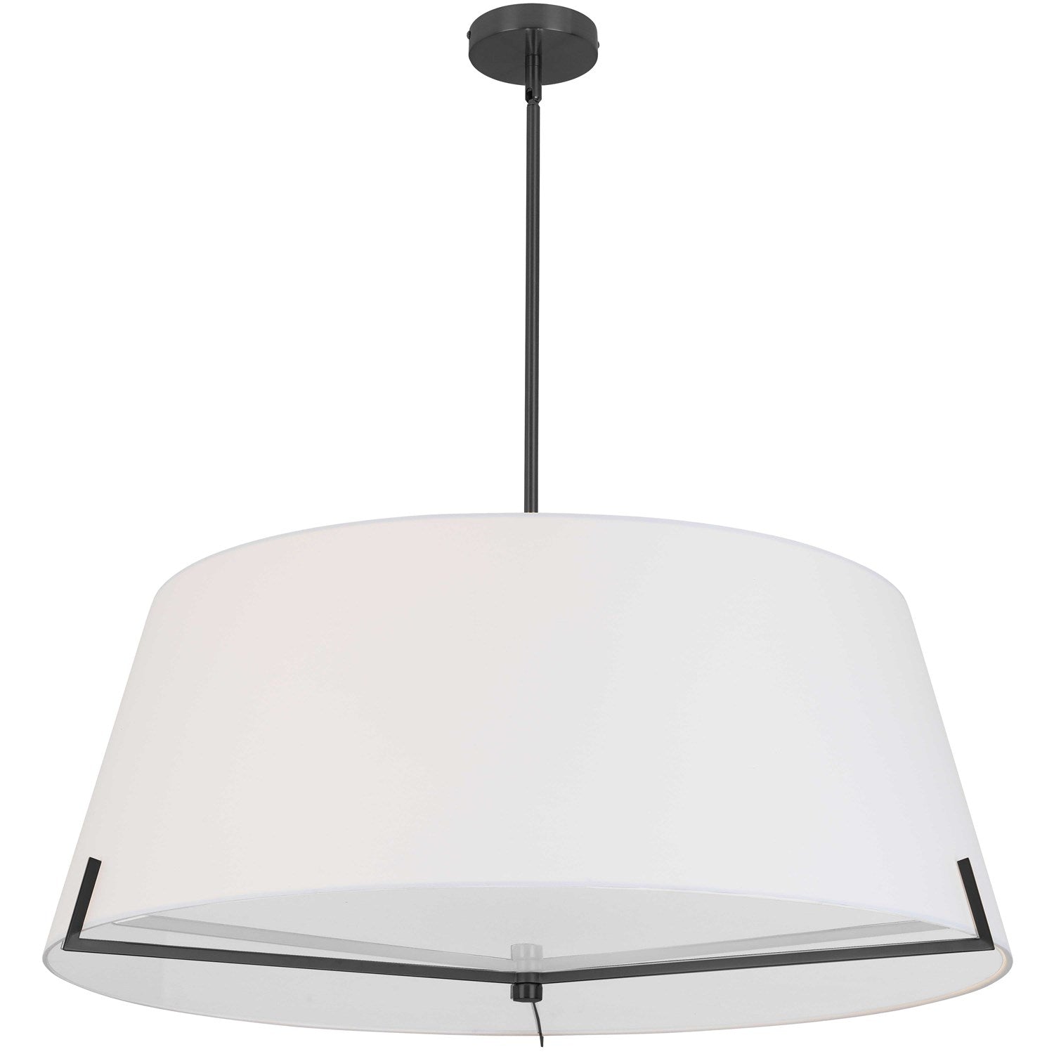 4 Light Incandescent Pendant Matte Black With White Fabric Shade by Dainolite