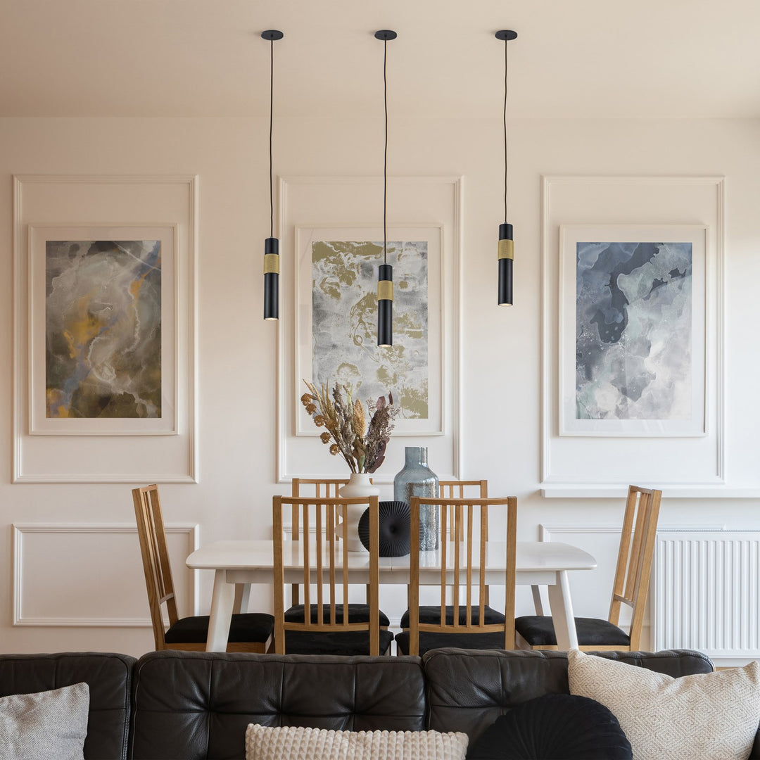 1 Light Halogen Pendant Matte Black