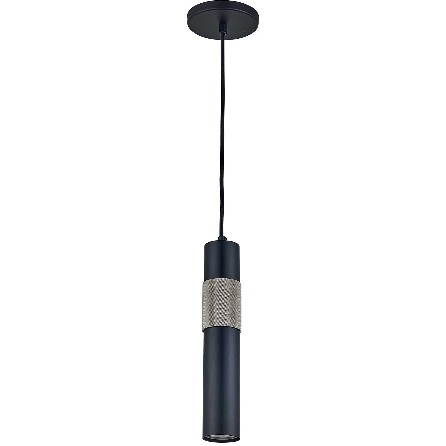 1 Light Halogen Pendant Matte Black/Satin Chrome by Dainolite