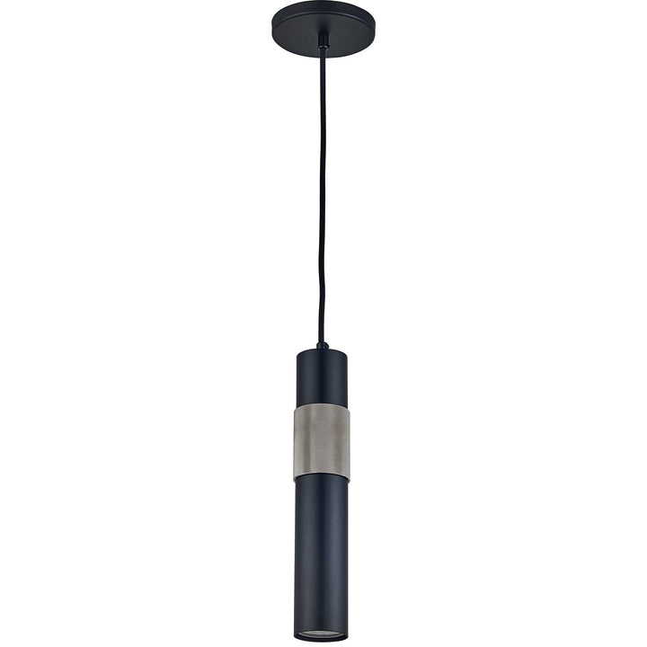 1 Light Halogen Pendant Matte Black/Satin Chrome by Dainolite