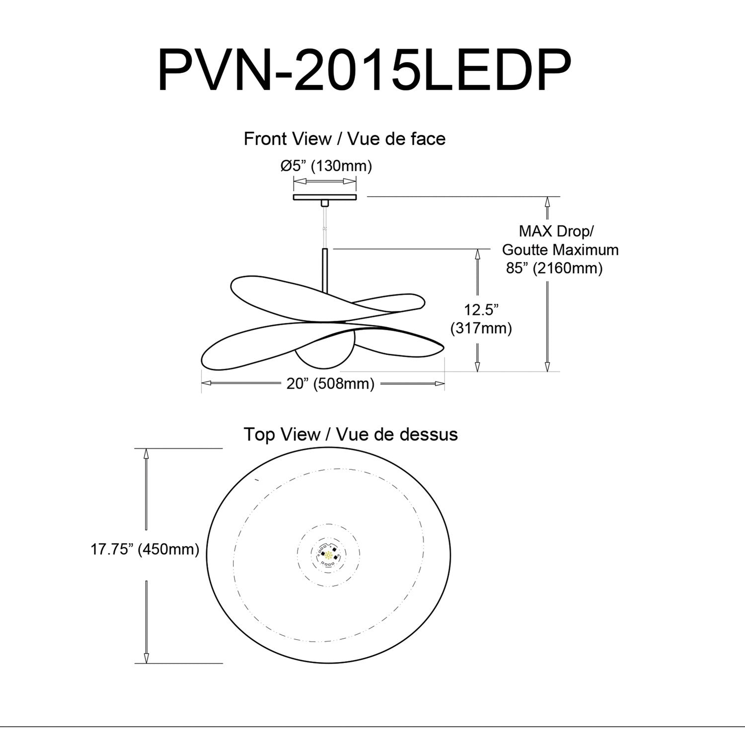 12W Led  Pendant Matte Black